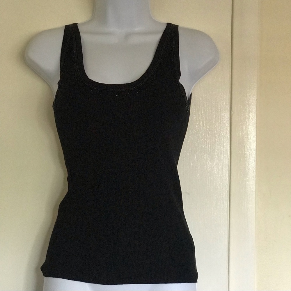Vintage ESSENDI 90s size S sleeveless women black top 55% silk 45 % COTTON - Picture 5 of 16
